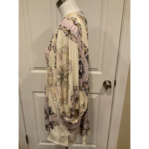 Free People "Girl Talk" Cream w/Multicolor Paisley Pattern Shirt, Size S - Picture 5 of 9